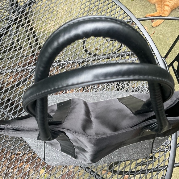 Blingy Stylish Satin Vegan Leather Glitter Double Handle Tote Bag! - Picture 6 of 16